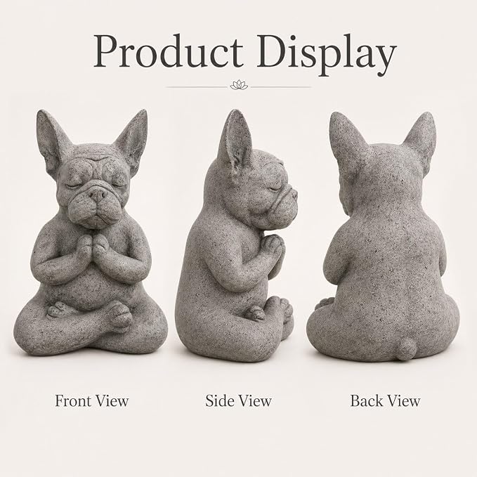 Meditating Buddha Bulldog Statue-Cute Funny Zen Animal Tabletop Decor for Home and Garden for Patio Lawn Yard Porch Ornament Garden Gift