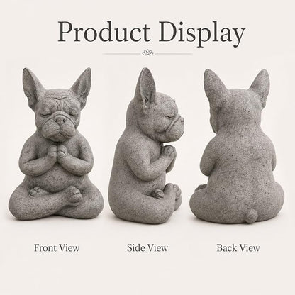 Meditating Buddha Bulldog Statue-Cute Funny Zen Animal Tabletop Decor for Home and Garden for Patio Lawn Yard Porch Ornament Garden Gift