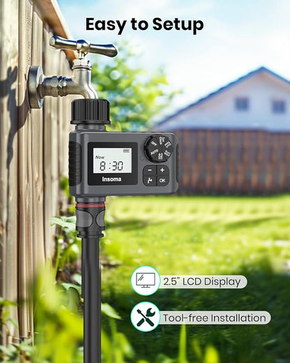 Outdoor Garden Hose Faucet Timers, Programmable Water Sprinkler Timer with Rain Delay/Manual/Automatic Drip Irrigation and Lawn Watering System for Yard, 1 Outlet