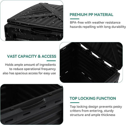 YITAHOME Large Outdoor Compost Bin, 80 Gallon (300L) Composter Box with Snap-on Top Lid and Aeration System, Lightweight Garden Compost Barrel Tumbler, Easy Assembly, BPA Free, Green