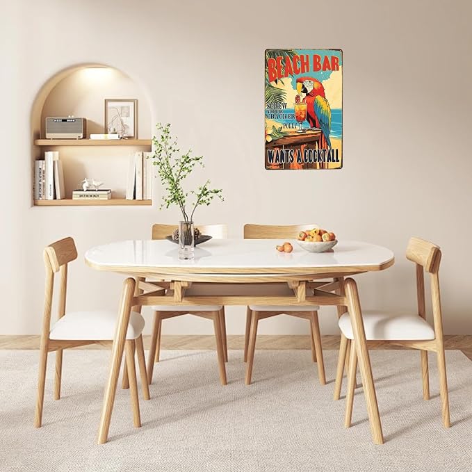 Vintage Metal Sign Beach Bar Screw Your Cracker Polly Wants A Cocktail Parrot Tin Sign Funny Wall Decor for Bar Kitchen Pubs Cafe Home Garage 12×8 Inch