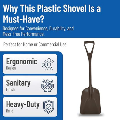 SPARTA Polypropylene Sanitary Shovel, One-Piece Molded Food and Ice Scoop for Commercial Kitchen and Bulk Ingredient Transfer, 10" x 13.75" Scoop, Brown