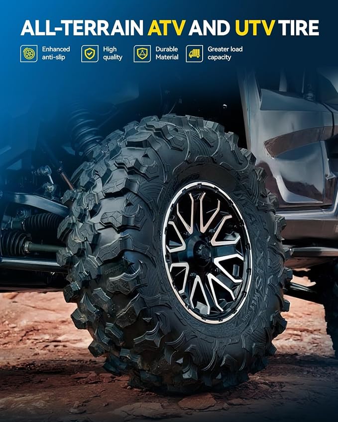 PHILTOP 16x6.5-8 ATV UTV Tires, 4-Ply Super Mud 16x6.5-8 ATV All-Terrain Tires for Riding Mowers, Golf Carts, Off-Road,2 Pcs,Tubeless (Z-102)