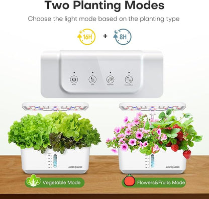 Ahopegarden Indoor Garden Hydroponics Growing System: 10 Pods Plant Germination Kit Herb Vegetable Growth Lamp Countertop with LED Grow Light - Hydrophonic Planter Grower Harvest Lettuce
