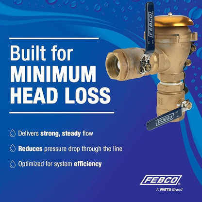 Febco 765 Series 1-1/2" Bronze Pressure Vacuum Breaker Backflow Preventer, Quarter Turn Shutoff, NPT Connections, Freeze Sensor with SentryPlus Alert Technology, Industrial Plants, Irrigation System