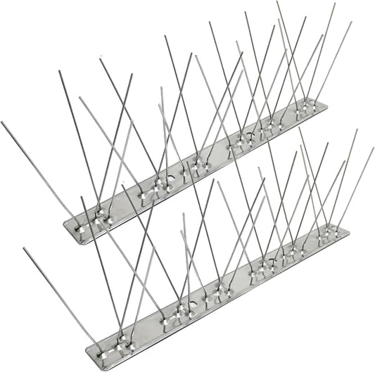 Stainless Steel Bird Spikes for Outside, Anti Bird Deterrent Spikes for Woodpeckers, Squirrels, Raccoons, Weatherproof Fence Spikes for Roof, Railing,Patio, 3.28 Feet