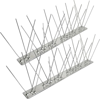 Stainless Steel Bird Spikes for Outside, Anti Bird Deterrent Spikes for Woodpeckers, Squirrels, Raccoons，Weatherproof Fence Spikes for Roof, Railing,Patio, 16.4 Feet