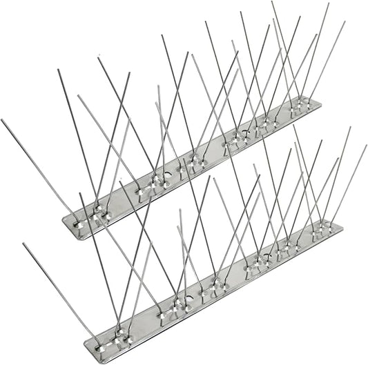 Stainless Steel Bird Spikes for Outside, Anti Bird Deterrent Spikes for Woodpeckers, Squirrels, Raccoons，Weatherproof Fence Spikes for Roof, Railing,Patio, 16.4 Feet