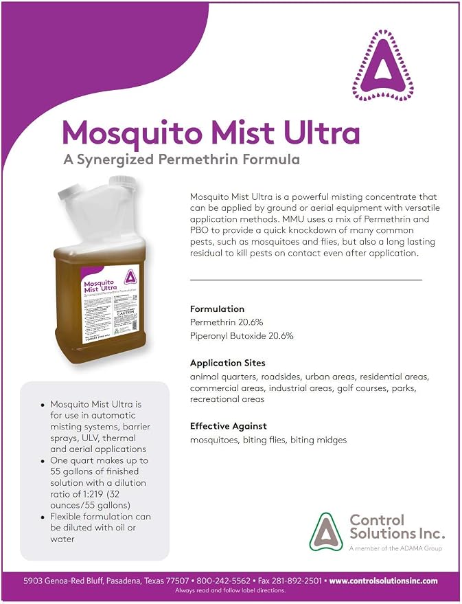 Control Solutions Mosquito Mist Ultra - Synergized Permethrin Formulation (1 Quart)