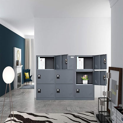 MECOLOR Vertical Single Tier Small Locker with Padlock latche 2 or 3 Compartment Storage for Employee,Home,Office,School,Kids (Dark Grey, P3V)