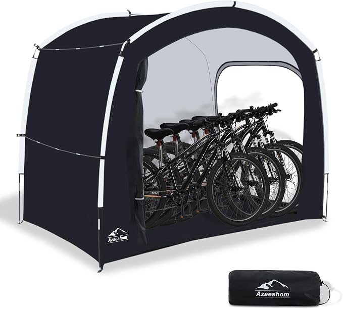 Bike Storage Shed Tent with Rain Fly, Enhanced Waterproof & Sun Protection Outdoor Storage for Bicycle, Motorcycle, Easy Setup Portable Shelter for Garden Tools, Lawn Mower (Extra Large)