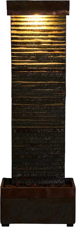 Kenroy Home Stave Indoor/Outdoor Floor Fountain with Copper Finish, Rustic Style, 48" Height, 8" Width, 16" Depth