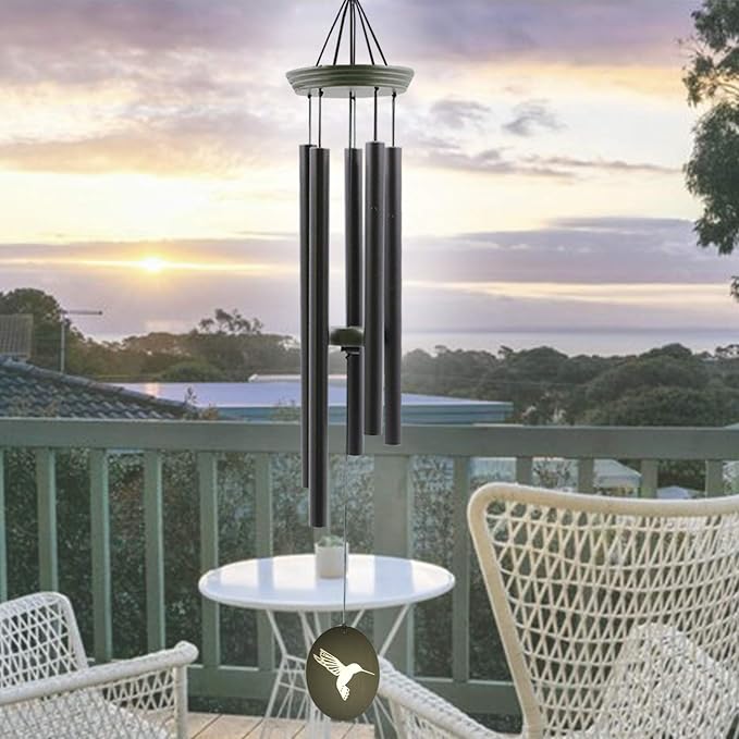 Hummingbird Outdoor Wind Chimes for Outside - 33" Tall, Tuned Melody, Memorial Gift for Mom/Grandma, Weather-Resistant, Perfect Decoration for Patio, Garden, Yard & Indoors