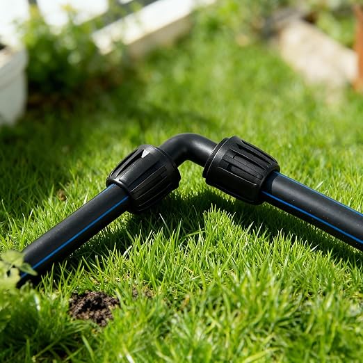 12 Pack 1/2 Inch Drip Irrigation Elbow Fittings (1/2" ID x 0.6-0.65" OD), 1/2'' Dripline Barbed Elbow Connectors with Anti-Drop Lock Nuts for Garden Lawn Irrigation System Connection