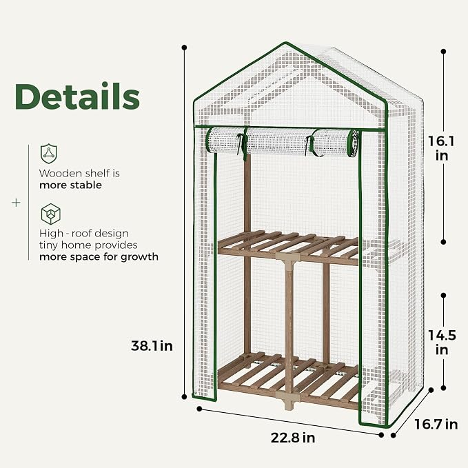 Bamworld Mini Greenhouse Indoor Small Portable 2-Tier Green House for Seed Starting Plant Grow Warmer and Home Gardening Display