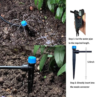 Drip Irrigation System with Timer for Garden,Main ID 1/2inch 16.5Ft and 1/4inch 96Ft Water Hose, Automatic Watering Watering System Sufficient Water Irrigation Dripper Waterflow Evenly Easy DIY Green