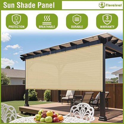 8' × 31' Pergola Shade Cover Universal Replacement Canopy Cover Outdoor Durable Fabric Sun Shade Cloth for Deck Patio Porch Backyard Gazebo with Grommets & Weighted Rods, Sand