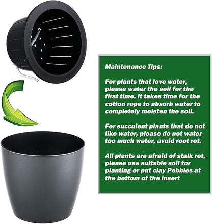 Planterhoma 6.7 Inch Self Watering Pots for Indoor Plants, 6 Packs African Violet Pots, Black Wick Pot with Drainage Holes, Self Watering Planters for Orchid, Devil's Ivy, Silver/Blue/Rose Gold