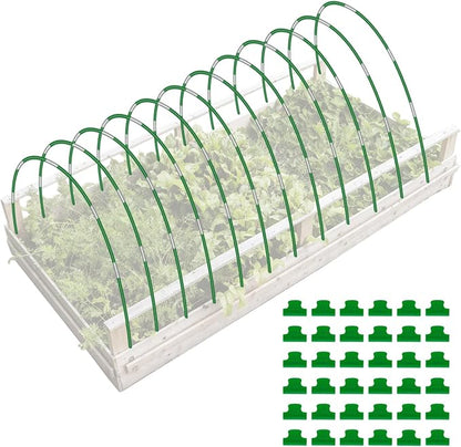 72 Pack Garden Hoops for Raised Beds, 12 Sets Fiberglass with PVC | Durable, Rust-proof, DIY greenhouse tunnel, For row cover, Bird netting, Plant frost protection, Extends growing season