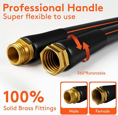 Flexibility Garden Hose, 10ft x 5/8", No-Kink, Wear-Resistant & Freeze-Resistant, Flexible Water Hose, Rubber Hose With Male/Female Fittings, Working Pressure 200 PSI,Burst 600 PSI, 3/4'' GHT