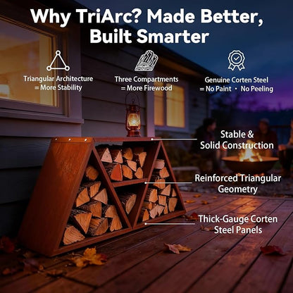 Decoroca Corten Steel Firewood Rack Outdoor Indoor, Heavy Duty Log Holder Stand for Fireplace, Weathering Steel Industrial Sturdy Storage Organizer Racks for Patio & Deck