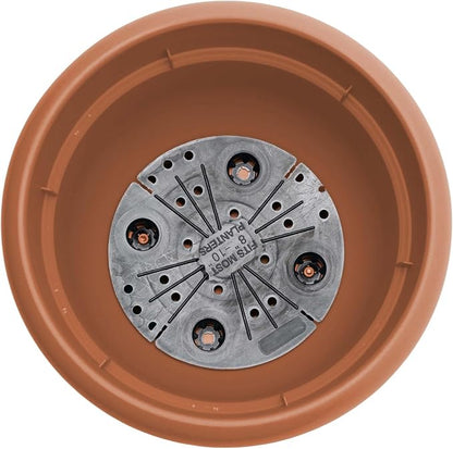 Bloem Ariana 20" Plastic Self-Watering Planter, Terra Cotta, 2-Pack | Self-watering disk at the bottom of each pot that acts as a water wick and reservoir for optimal plant health