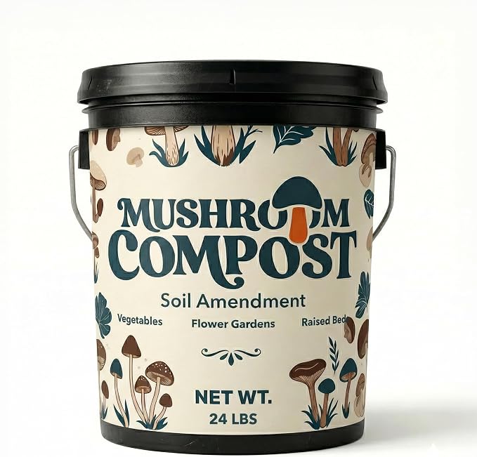 Mushroom Soil Compost Pail, Organic Nutrient-Rich Garden Soil for Vegetables, Flowers, Raised Beds, Lawn & Planting Mix (24 lb)