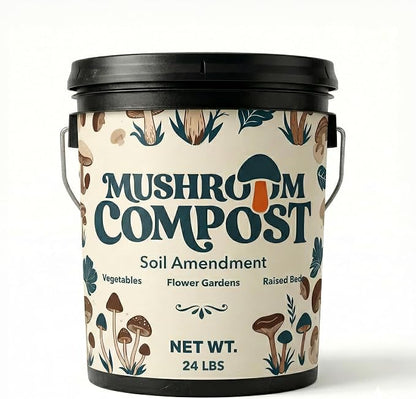 Mushroom Soil Compost Pail, Organic Nutrient-Rich Garden Soil for Vegetables, Flowers, Raised Beds, Lawn & Planting Mix (24 lb)