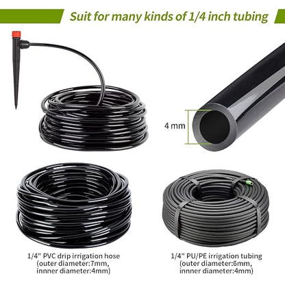 50pcs Drip Irrigation Emitters with Lock Barbed Drip Emitters for 1/4" Drip Irrigation Tubing 360 Degree Water Flow Adjustable Irrigation Drippers Drip Irrigation Heads for Garden Plants Flower