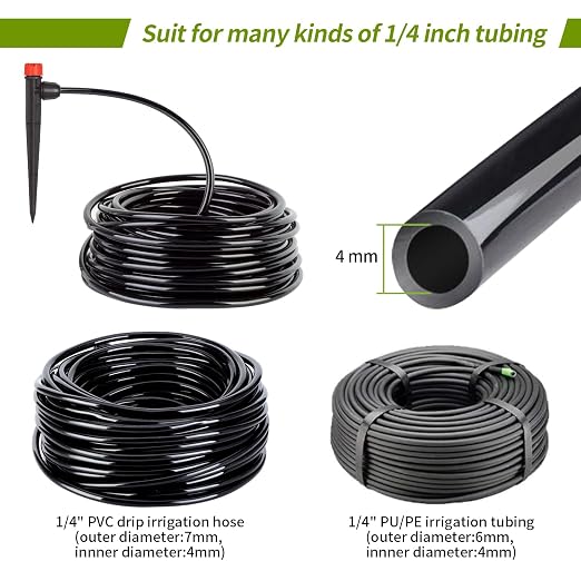 Drip Emitters for 1/4" Drip Irrigation Tubing 25 pcs Drip Irrigation Emitters with Lock Barbed 360 Degree Adjustable Water Flow Irrigation Sprinkler Heads for Garden Plants Flower
