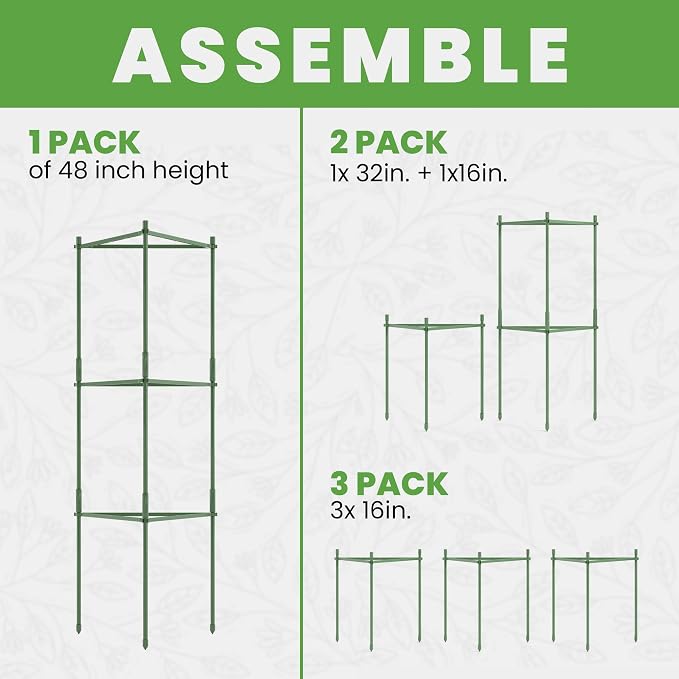 Tomato Cage - Large Trellis Stakes and Plant Support Structures for Vegetables and Climbing Plants - Tall Tomato Cages for Garden, Pots, Raised Garden Bed Outdoor Supplies (1 Pack - Up to 48")