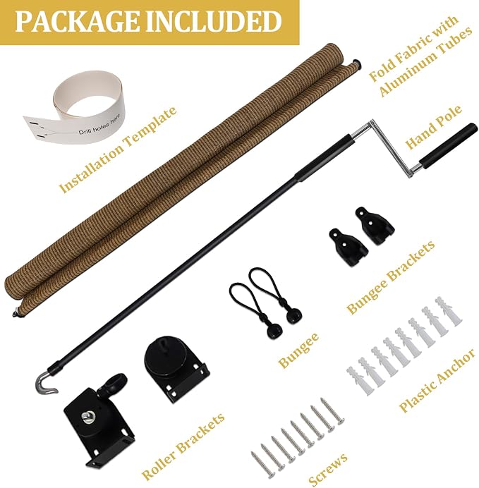 Shade&Beyond Outdoor Roller Shades 4' W x 8' H Cordless Patio Roll Up Blinds 90% UV Protection Exterior Shade Cloth Roll for Porch Gazebo Pergola Balcony Backyard, Coffee Brown