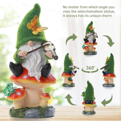Solar Gnomes Garden Statue Decor for Mother's Father's Day,Gnome Figurines with LED Light for Garden Decorations for Patio Lawn Balcony Garden Housewarming Gifts for Women Mom Grandma
