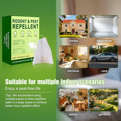 20 PCS Mouse Repellent Balls, Peppermint Oil Pest Control Repeller for Rodent Rat Roach Ant Squirrel Indoor & Outdoor, Natural Mice Deterrent Pet & Family Safe Alternative to Traps Mothballs & Poison