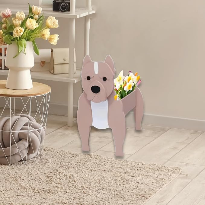 Bulldog Dog Planter Pots, 9.45 x 7.32 x 13.5 Inches | Dog Flower Pot, Cute Animal Shaped Plant Pot, Gifts for Women & Pet Lovers, Indoor Outdoor Garden Home Office Decor
