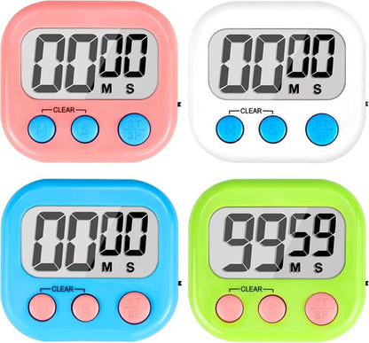 Digital Timer for Kids Teacher Supplies Classroom Timer for Study Learning Management Kitchen Work Exercise-4Pack Pink Blue Green White