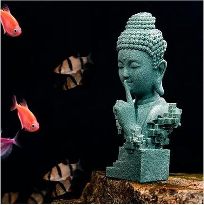 livelyfish Meditating Buddha Statue Zen Garden Statues Sandstone Thinker Buddha Sculpture Figurine for Fish Tank Aquarium Home Decorations, Gift (D)