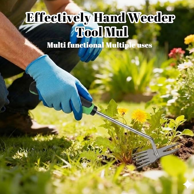 Weed Puller Tool, 5-Claw & Crab Claw 2-in-1 Heavy Duty Weed Remover, Ergonomic Long Handle Manual Weeding Tool for Dandelion, Crabgrass, Patio, Lawn & Garden