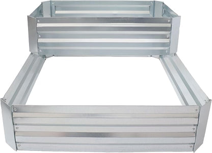 Sunnydaze 2-Tier Galvanized Steel Raised Garden Bed - for Flowers, Plants, and Vegetables - 94.5-Gal Soil Capacity - Silver