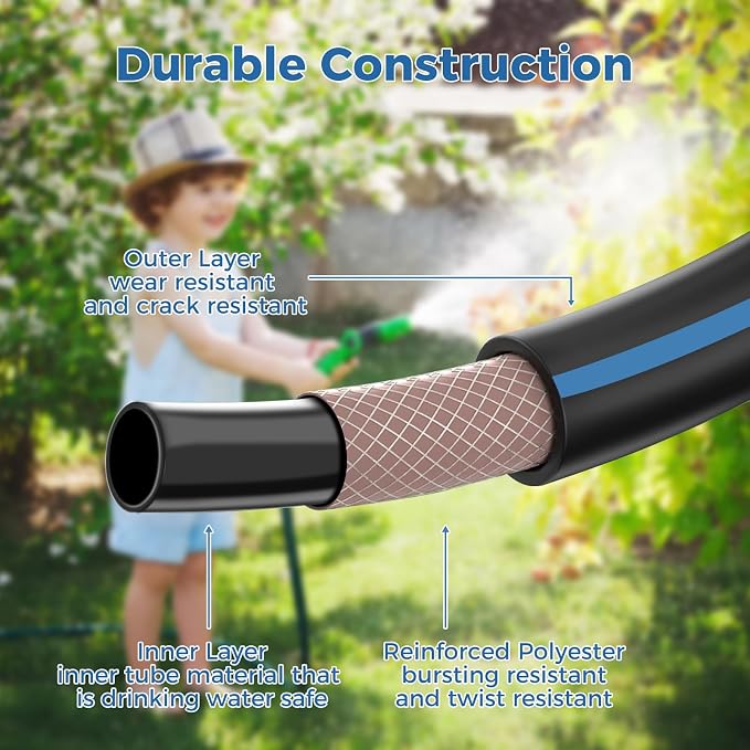 SheeChung Short Garden Hose 4ft x 5/8",Water Hose for Hose Reel Faucet,Heavy Duty Small Garden Hoses,Flexible Leader Hose with Male to Female Fittings,3/4"GHT