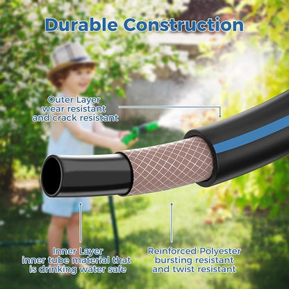 SheeChung Short Garden Hose 4ft x 5/8",Water Hose for Hose Reel Faucet,Heavy Duty Small Garden Hoses,Flexible Leader Hose with Male to Female Fittings,3/4"GHT