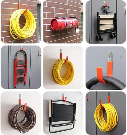 Heavy Duty Steel Garage Hooks,200 lbs Capacity,Large Metal Utility Storage Hook 2 Pack Garden Tool Organizer, Anti-Slip Wall Mount Hose Shed Shop Ladder Hanger J Hook