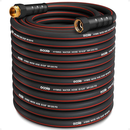 Heavy Duty Garden Hose 100ft, NON-EXPANDABLE Flexible Water Hose, Kink Resistant Lightweight Hybrid Hose, Leakproof Hose Male to Female Fittings