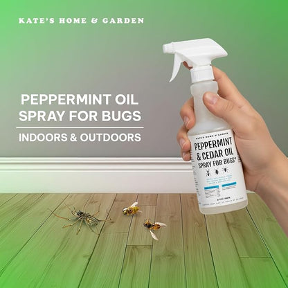 Kate's Home & Garden Peppermint Oil Spray for Bugs, Ants, Insects, Spiders, Roaches, Stink Bug. Pesticide and Insecticide Indoor Repellent Pest Control with Cedar Oil (32oz, Natural, Non Toxic)