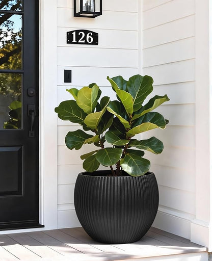 homenote Flower Pots 14.5 Inch,Large Plant Pots Indoor with Drainage,Plastic Pots for Plants,Garden Pots for Outdoor,Large Planters for Indoor Plants,Big Plastic Planter,Black