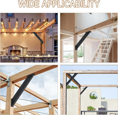 12 Pcs 45 Degree Angle Support Bracket for Pergola | Heavy Duty Wooden Post and Beam Connectors For wooden structures such as gazebos|tree houses|cabins and patio kit
