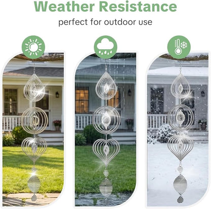 OFFO 304 Stainless Steel Bird Reflectors, Double-Sided Reflective 3D Bird Scare Devices, Outdoor Garden Decor for Patio Yard Porch Pool Window, 12 PCS
