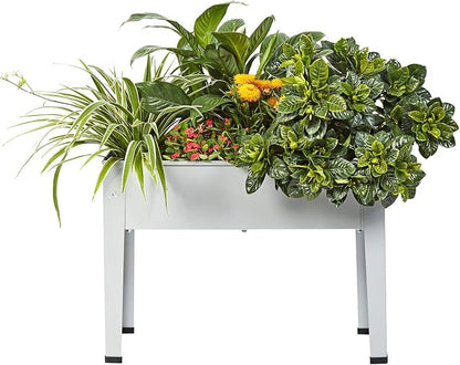 Raised Garden Bed, Garden Raised Planter Box with Legs, Galvanized Garden Planter for Herbs and Vegetables, 24" Grey