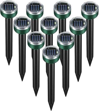 Mole Repellent 10 Pack Squirrel Repellent Solar Powered Sanke Gopher Deer Repellent Chaser Mole Deterrent Sonic Spikes Repellent Ultrasonic Pest Control Outdoor Keep Moles Out of Yard Lawn