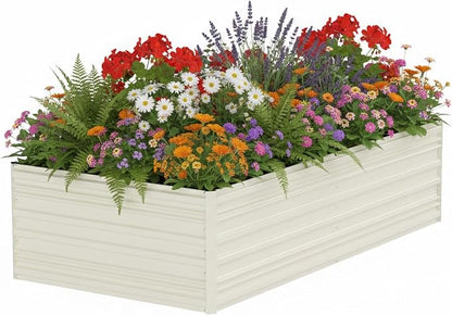 WORKPRO 7.5x4x2ft Outdoor Galvanized Raised Garden Bed, Rust-Resistant Planter Raised Beds for Vegetable, Flowers, Herbs, White
